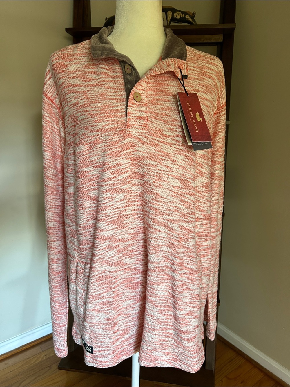 Southern Marsh Pink and White Beaufort Knit Pullover